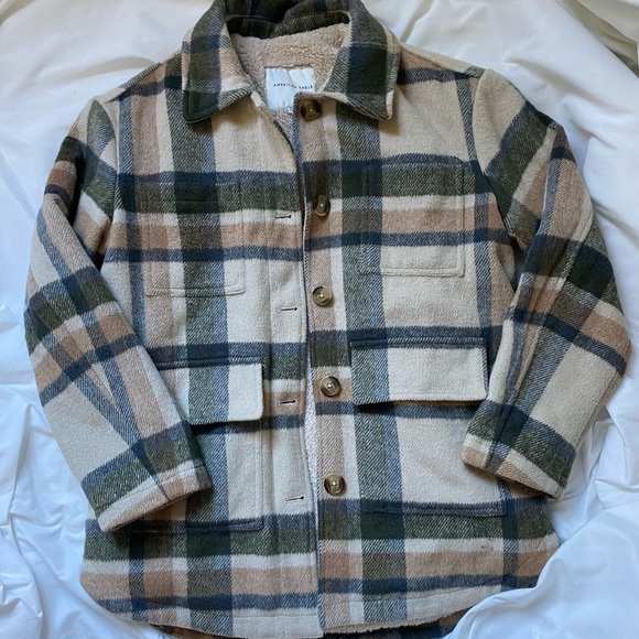 American Eagle flannel fuzzy jacket - Picture 1 of 3